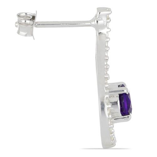 925 SILVER AFRICAN AMETHYST GEMSTONE CLASSIC EARRINGS